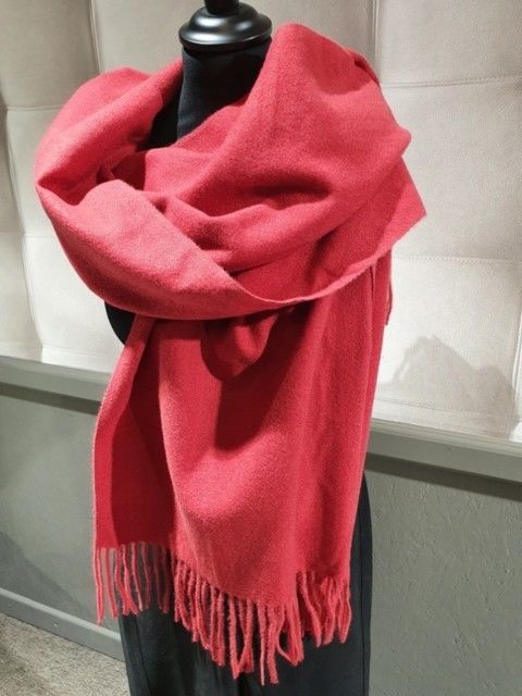 Accessoires - écharpe rouge unie frangée